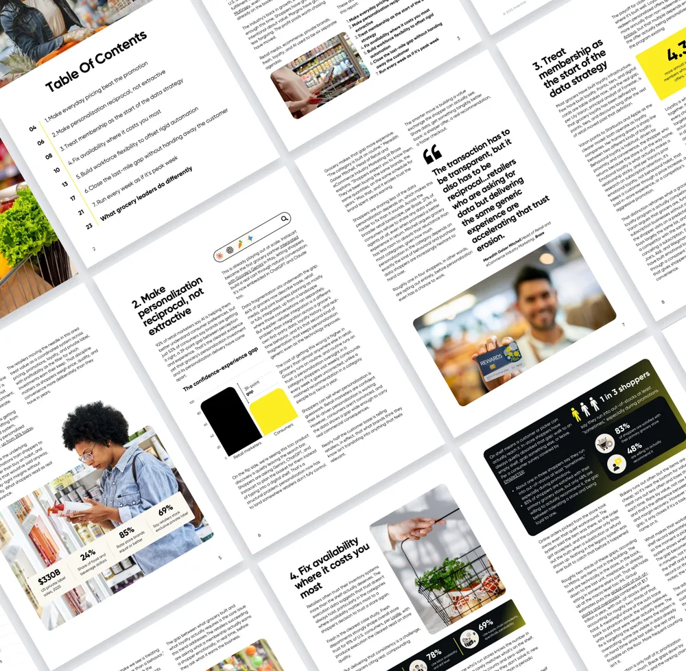 Spread of pages from the State of Grocery Retail 2026 report