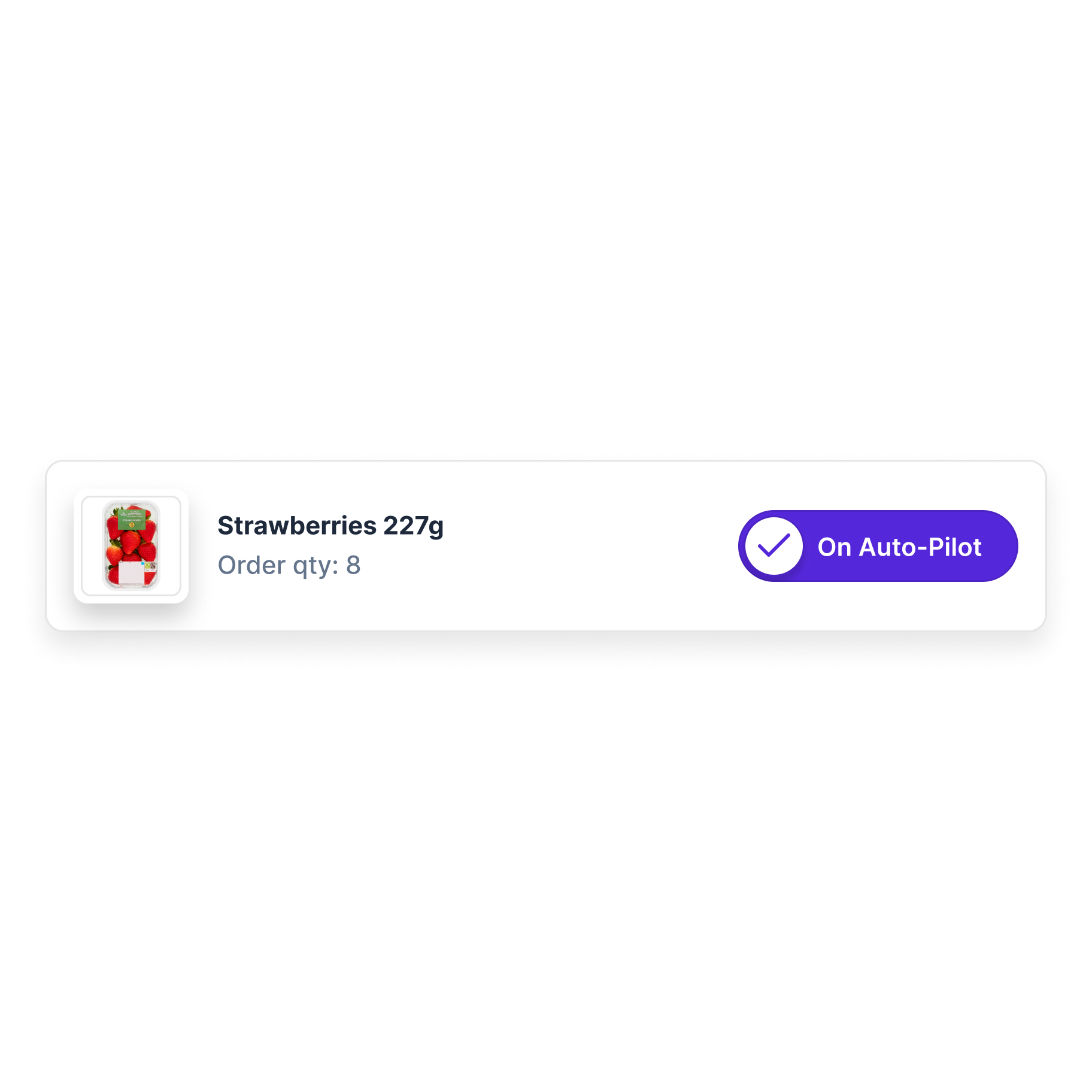 a UI element showing a product ordering on "auto-pilot"