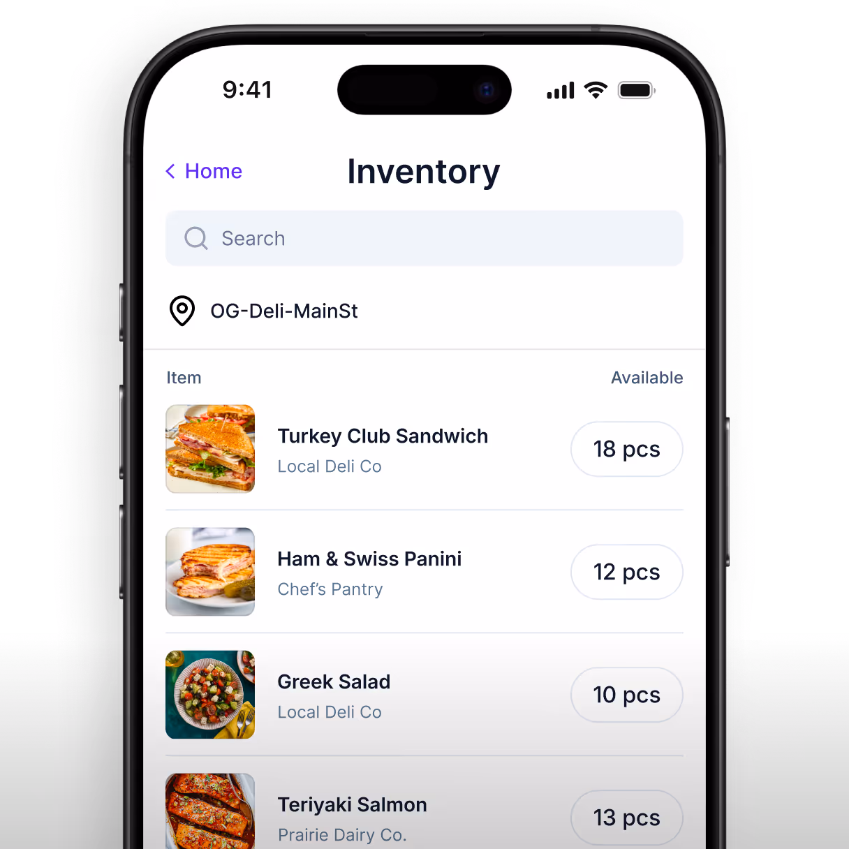 a mobile phone with an inventory app
