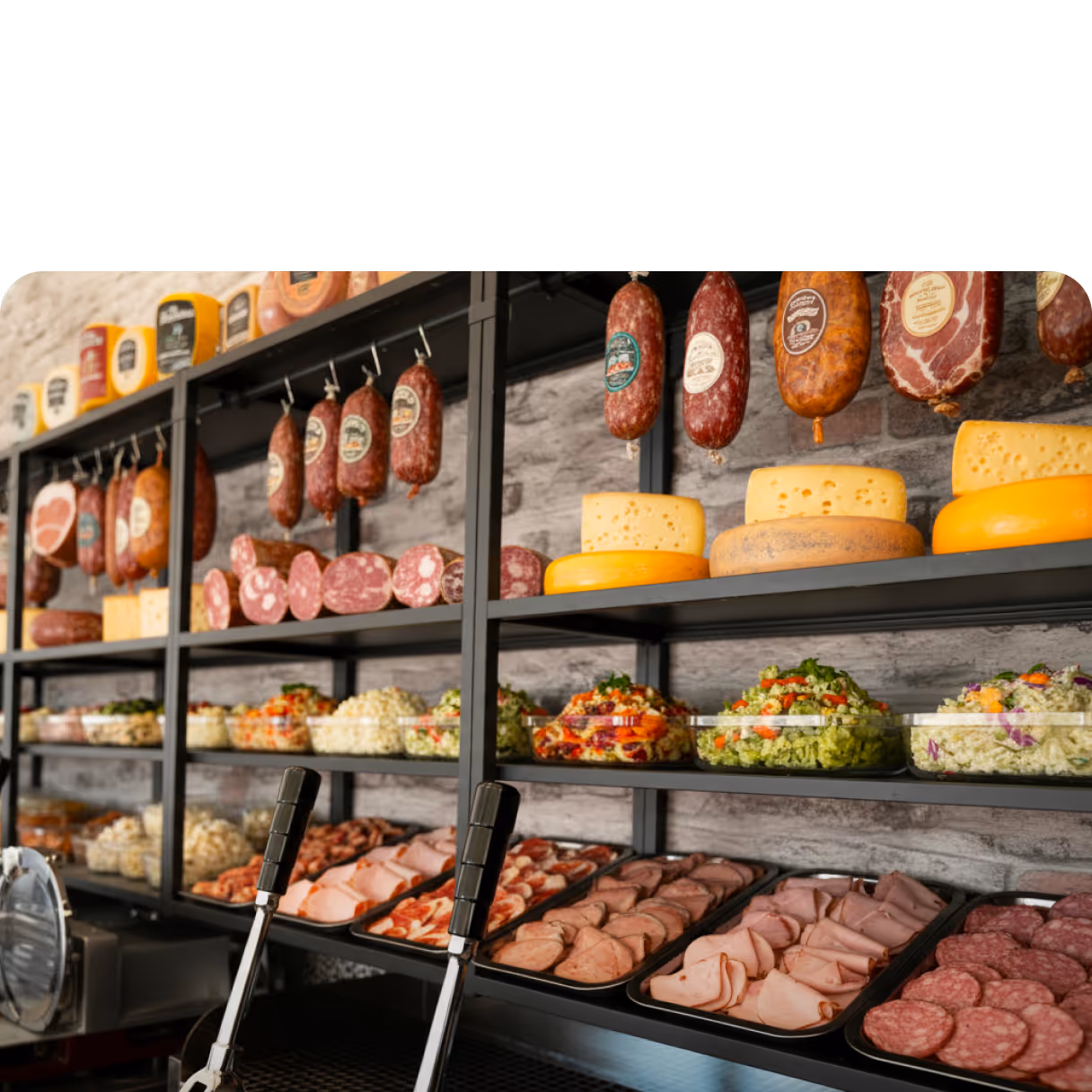 shelves full of deli products